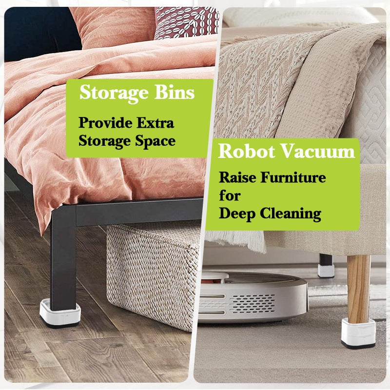Yookwutar 8 Pack Furniture Risers 1 Inch, Adjustable Bed Risers Heavy Duty for Table Desk Couch Chair Sofa Cabinet Bed Legs Dorm, Square Stackable Bed Raisers Blocks Lift Height 1"", 2"" or 3"", White - Image 5